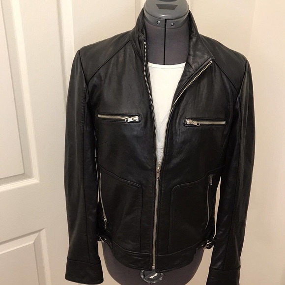 Women’s Genuine Leather Moto Jacket Medium, Black, by Mossimo - Picture 12 of 16